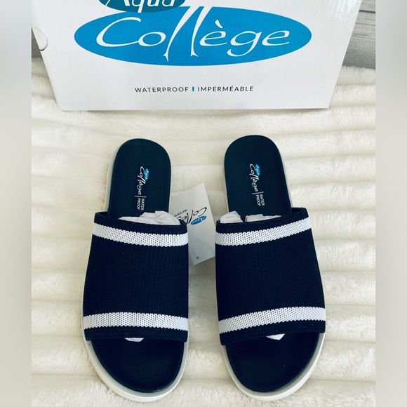 Aqua College | NEW Katalina Black Knit Waterproof Slides - Picture 2 of 5